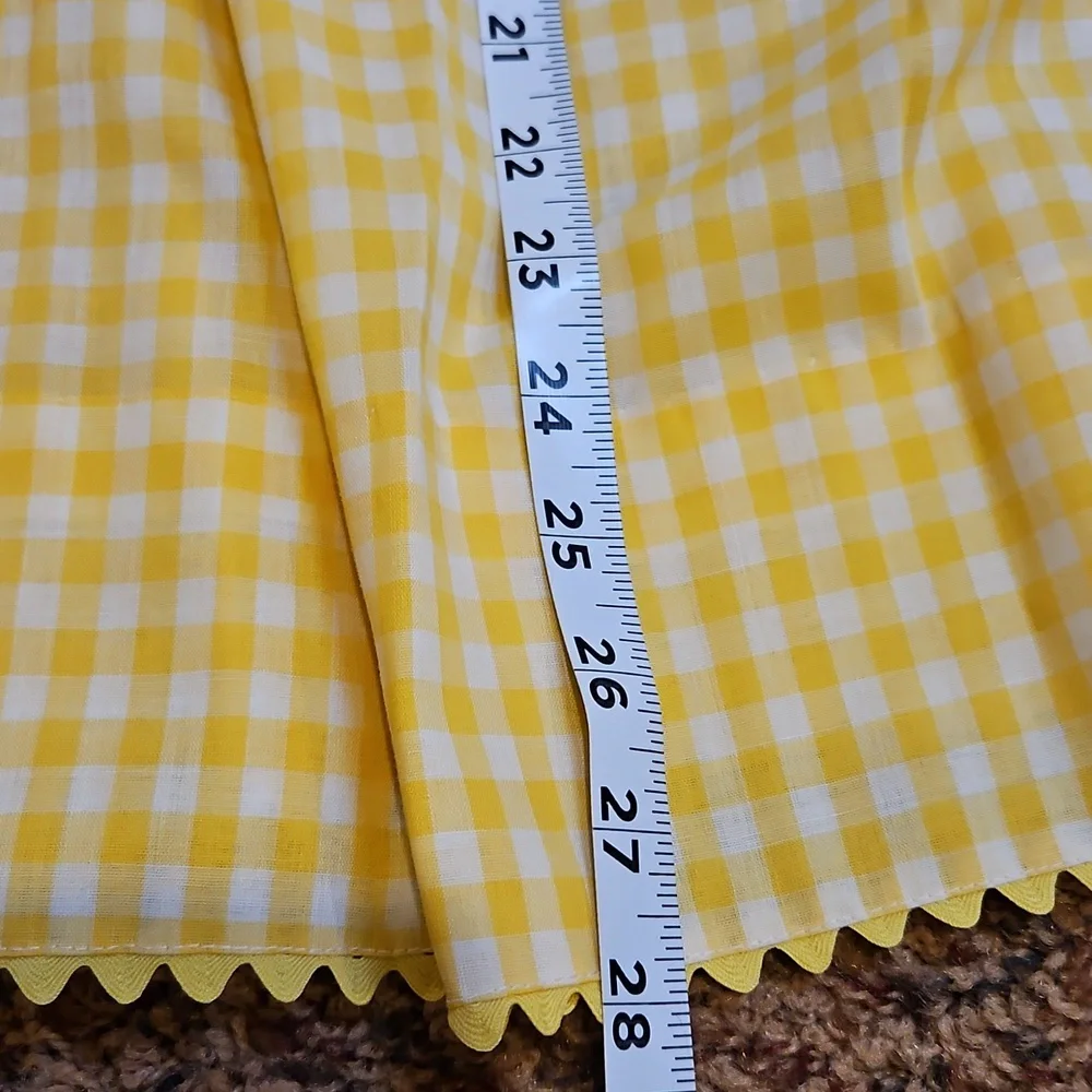 Vintage Yellow White Gingham Long Sleeve Dress Checker Handmade 70s Girls Kids